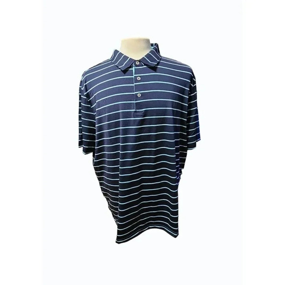 Carnoustie TECH Mens Blue Striped Short Sleeve Polo Shirt UV 50 - Size 2X EUC - Picture 2 of 7